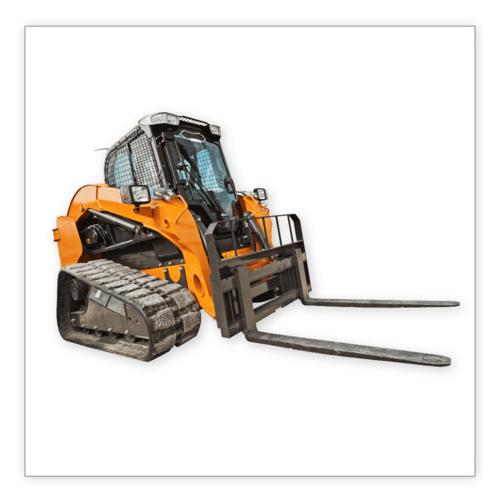 A track loader with a fork attachment