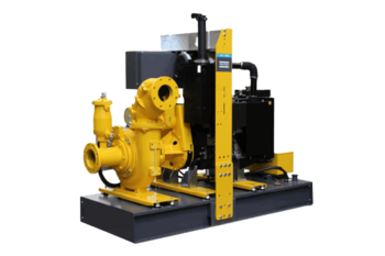 A yellow centrifugal pump