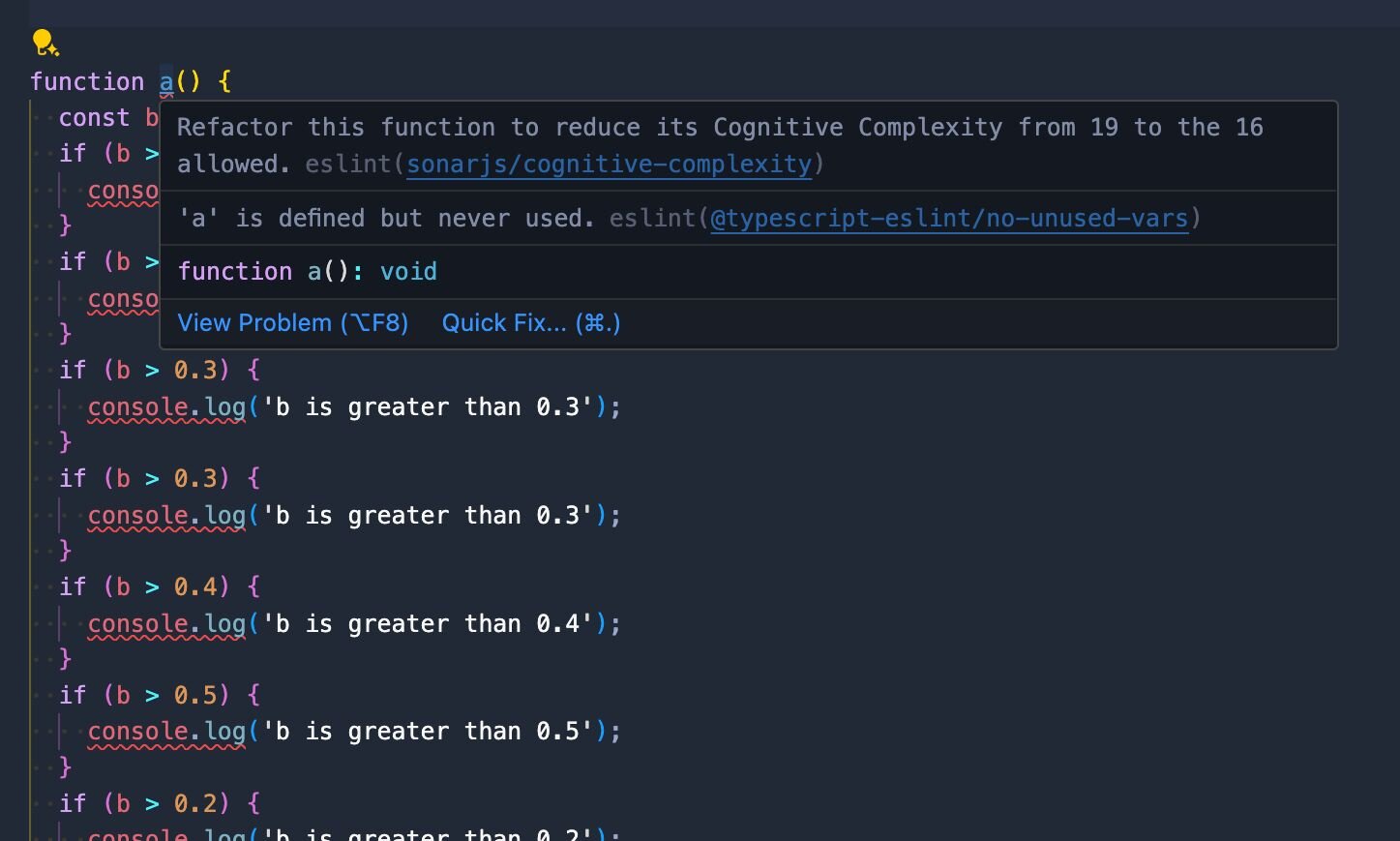 Javascript high cognitive complexity example function