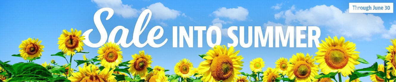 Sale into summer in a field of sunflowers