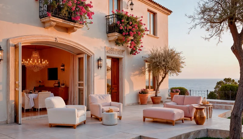 Luxury villa terrace with ocean view