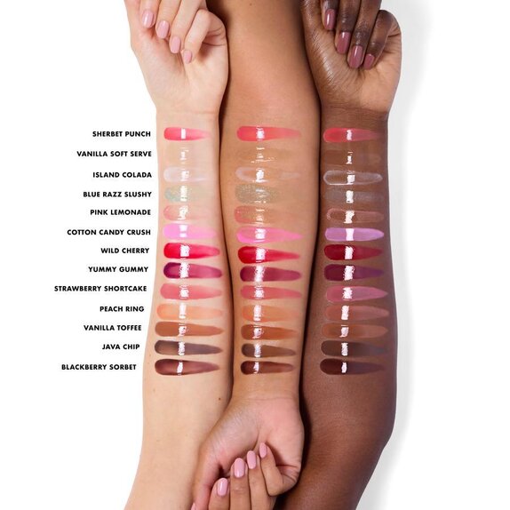 Glow Reviver Melting Lip Balm Arm Shade Swatches on Different Skin Tones