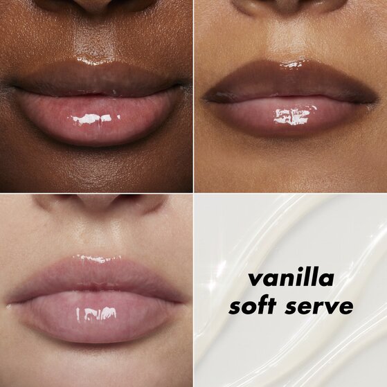 Glow Reviver Vanilla Soft Serve Clear Lip Balm on Different Skin Tones