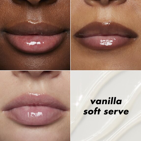 Glow Reviver Vanilla Soft Serve Clear Lip Balm on Different Skin Tones