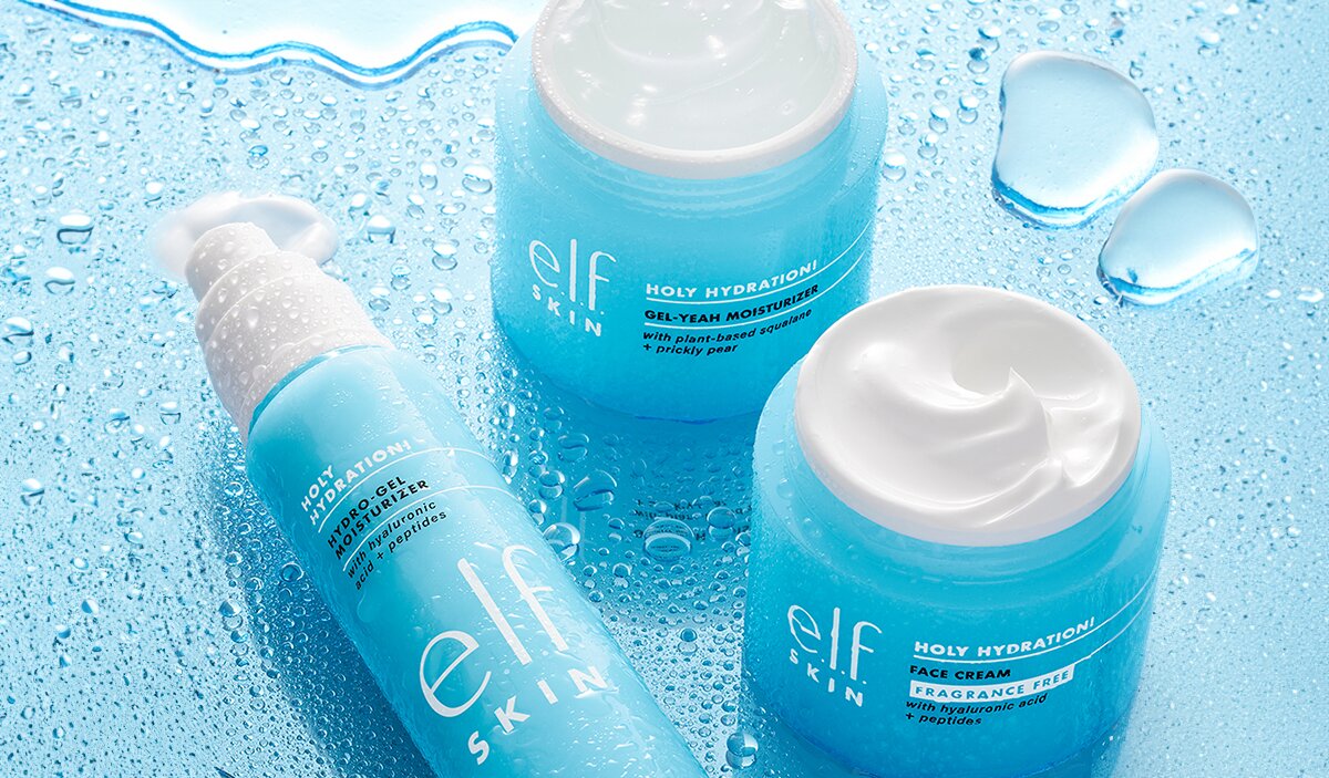 e.l.f. skin hydrating face moisturizers in gel format and fragrance free 