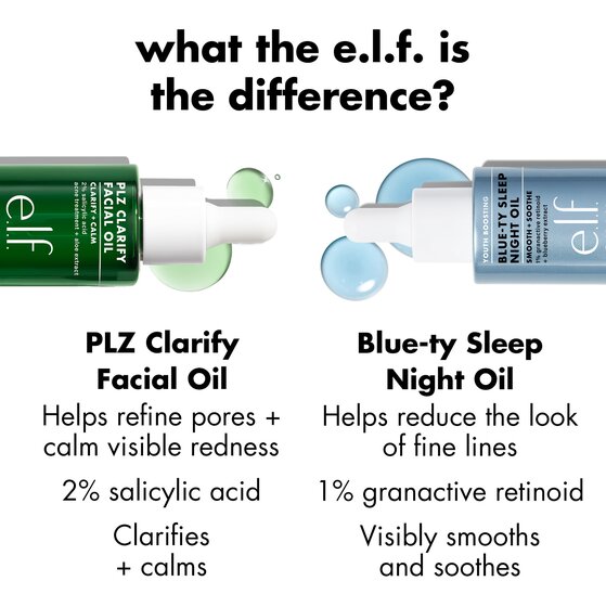 The difference between e.l.f. SKIN's clarifying facial oil and smoothing facial oil