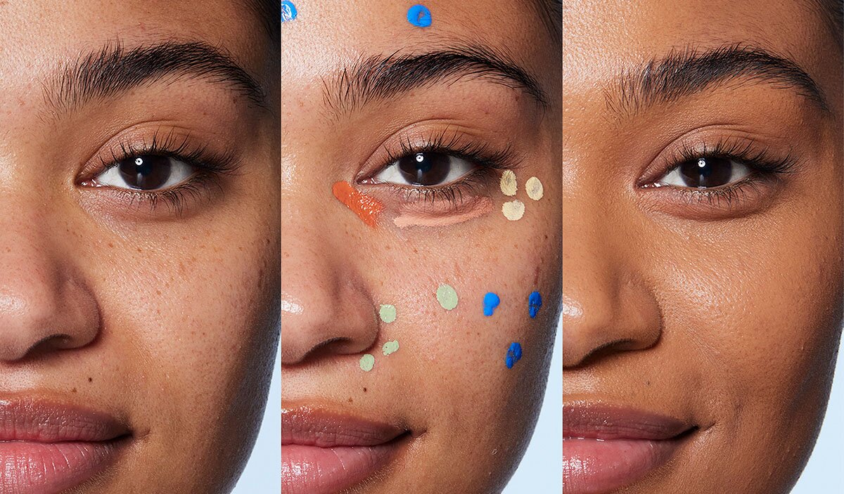 Different Concealer Shades And Model Applying Concealer