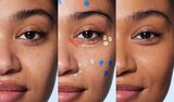 Model Before And After Applying Green Color Corrector Makeup