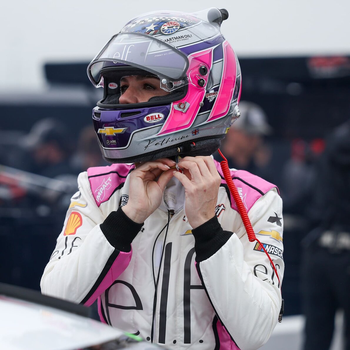 e.l.f. partner: professional race car driver, Katherine Legge
