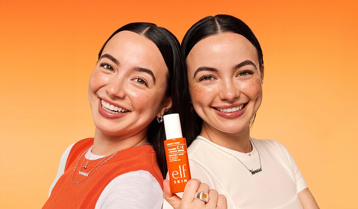 Models holding e.l.f. SKIN vitamin c serum