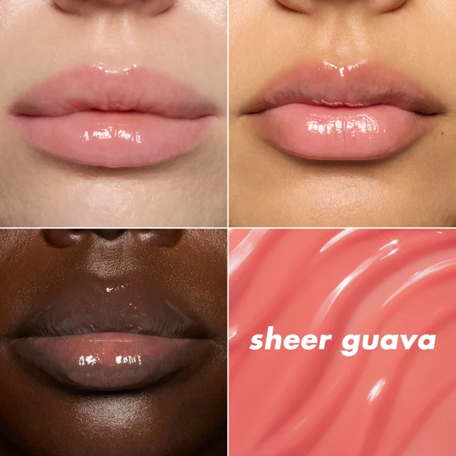 shade "sheer guava" applied to different lips