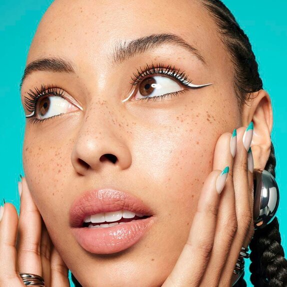 Woman with bold eye makeup