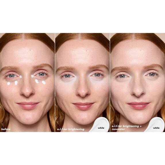 e.l.f. Soft Glam Brightening Corrector White — before and after application