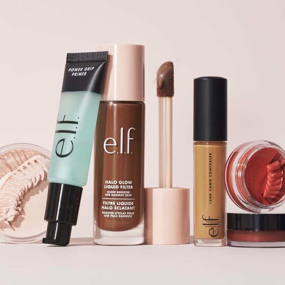 Group Shot of Power Grip Primer, Halo Glow Liquid Fliter and 16hr Camo Concealer