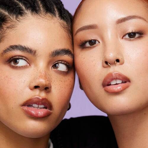 Two women with different eyebrow looks