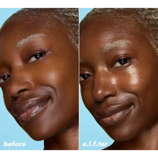 before & e.l.f.ter with Glass Slick Serum Stick