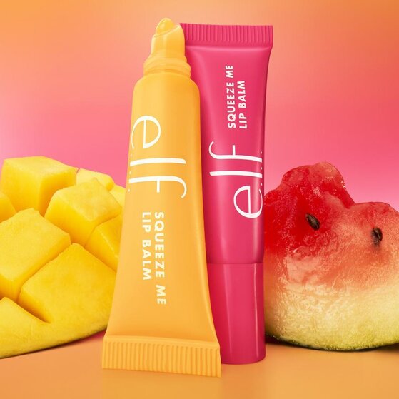 e.l.f. cosmetics watermelon and mange flavored squeeze me lip balm set