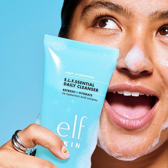 Model Using Hydrating Facial Cleanser