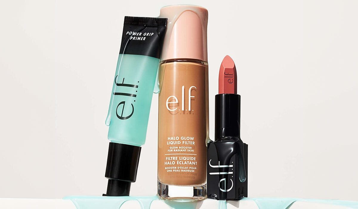 Power grip primer, halo glow liquid filter, and o face satin lipstick