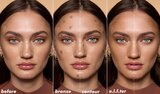 Model before and after applying face contour