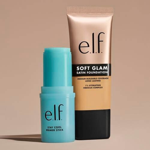 e.l.f.'s Stay Cool Primer Stick and Soft Glam Satin Foundation