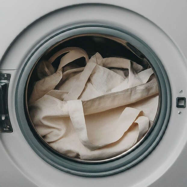 washing tote bags in a washing machine