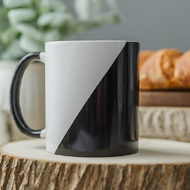 black and white mug