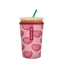 javasok iced coffee sleeve in pink with best mom hearts