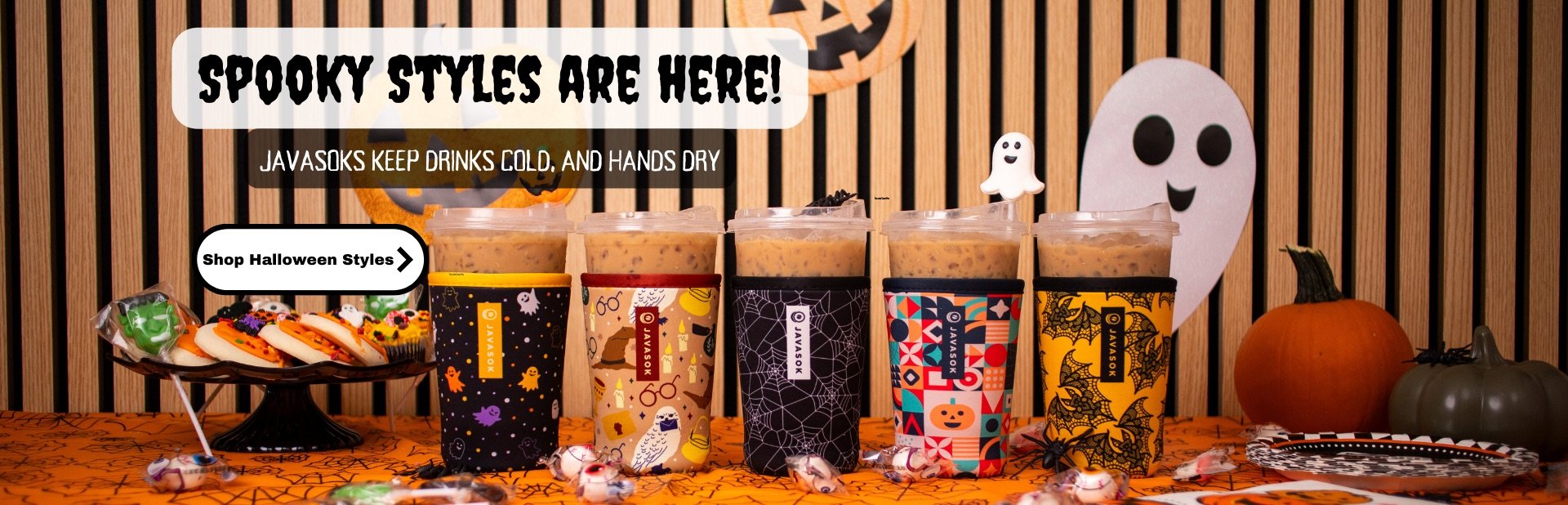 Spooky styles are here! JavaSoks keep your drinks cold and your hands dry.