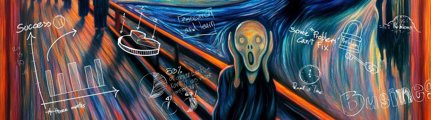 Symbolic image of B2B commerce trends, highlighted by the anxious figure from Edvard Munch’s The Scream.