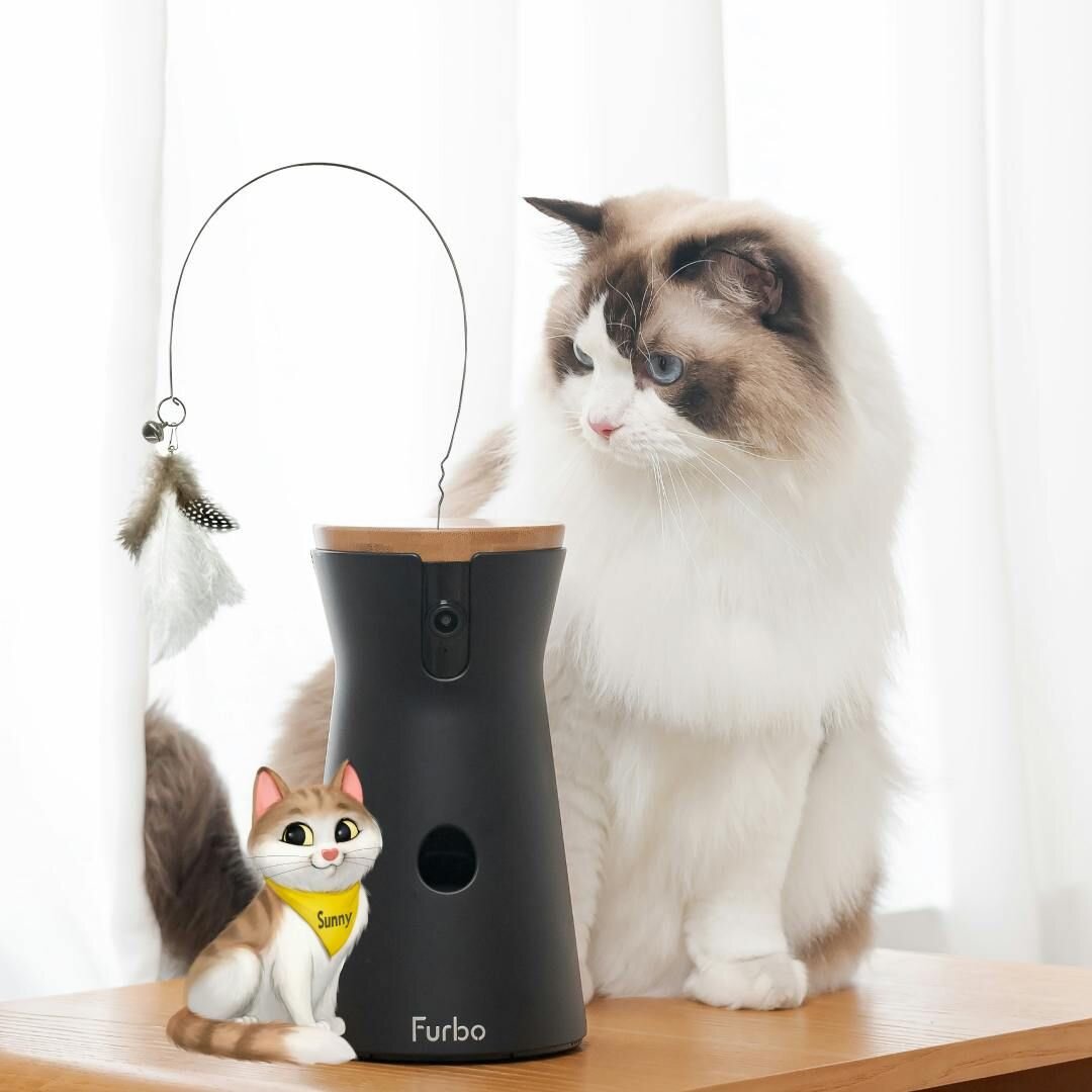 Mit der Rotierenden 360° Ansicht und dem Automatischen Katzen-Tracking kann sich die Kamera drehen und deinen Katzen folgen, wenn sie sich im Raum ...