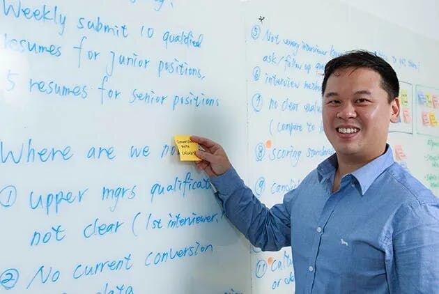 門口擺著老爸張明正送的大理石石雕，是一個人牽著一隻狗的模樣，下方刻著「CELEBRATE TOGERTHERNESS」，對張友辰來說，他的夢很清晰，「讓Tomofun成為全世界最棒的狗保姆」。