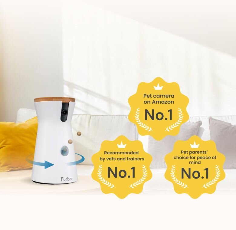 Furbo pet camera is rated No. 1 on Amazon, No. 1 recommended by vets and trainers, and No. 1 choice by pet parents for peace of mind.
