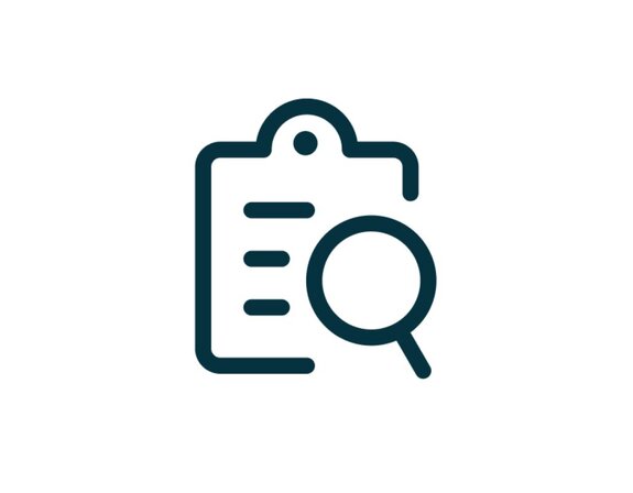 clipboard with lines depicting text partially covered by a magnifying glass