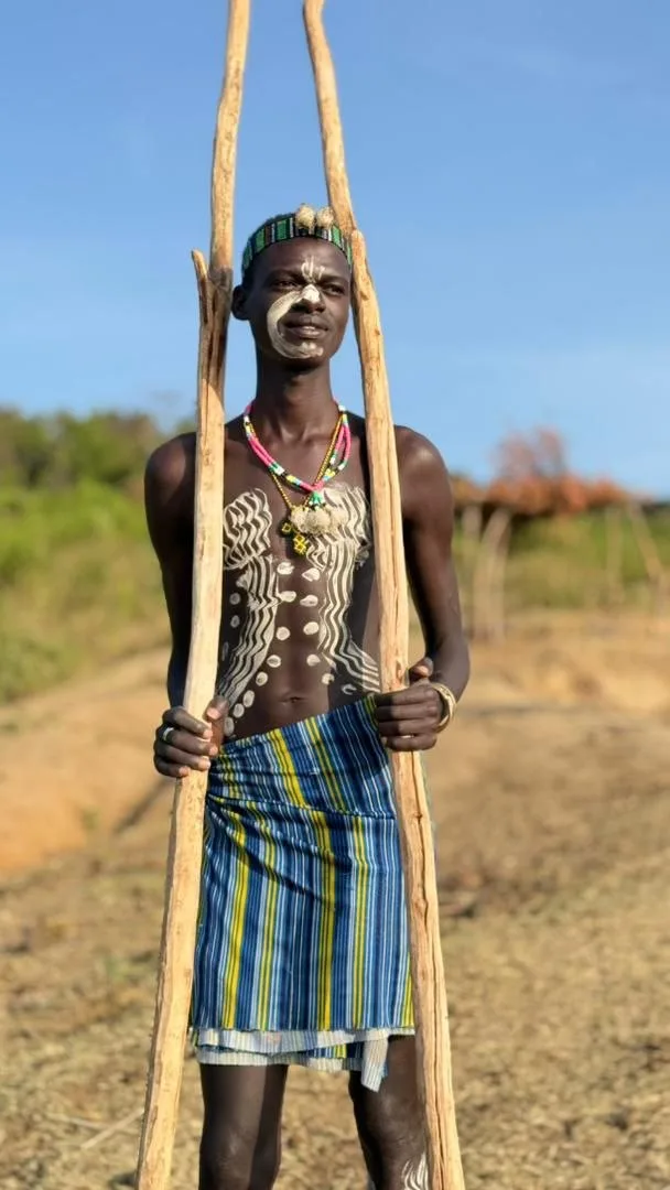 Traveler seated inside a historic Ethiopian interior