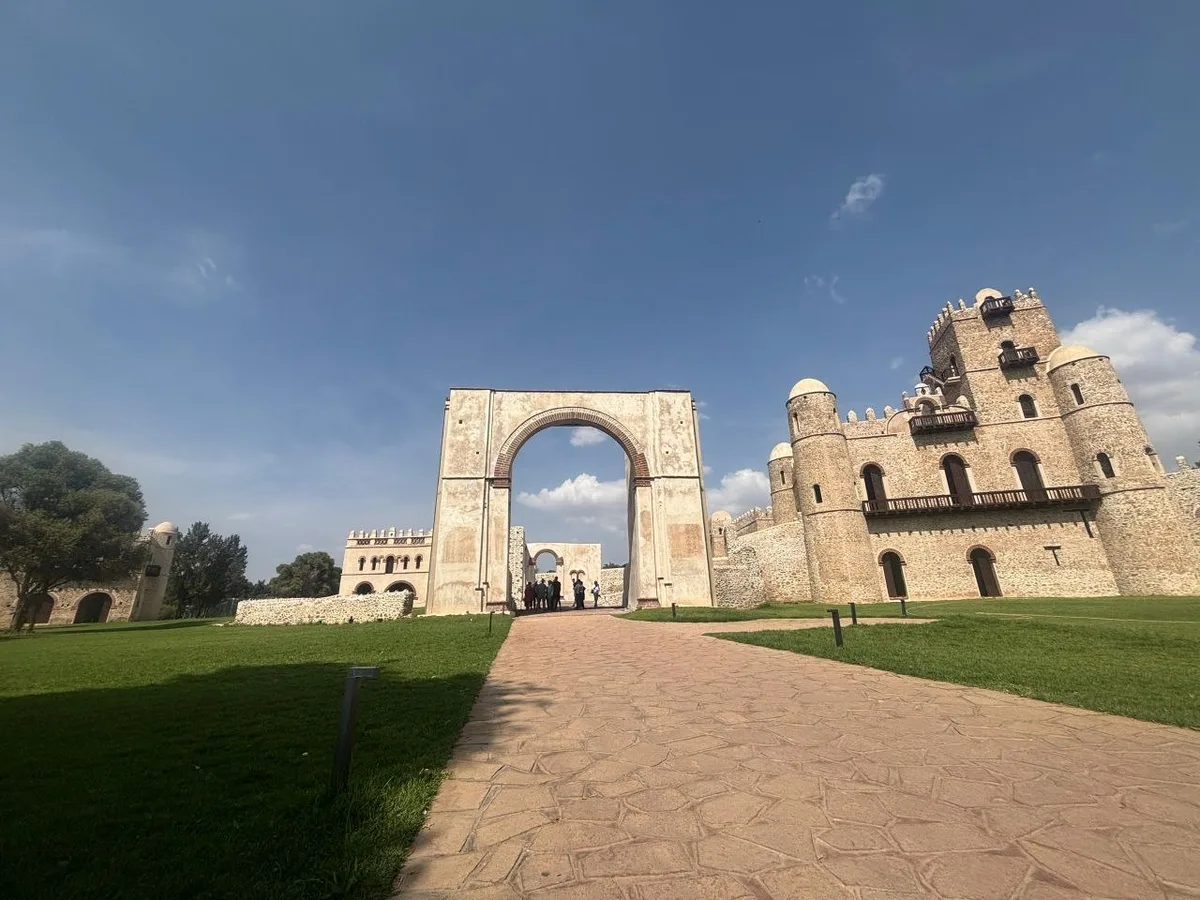 Stone gateway and fortress-like historic architecture in Ethiopia