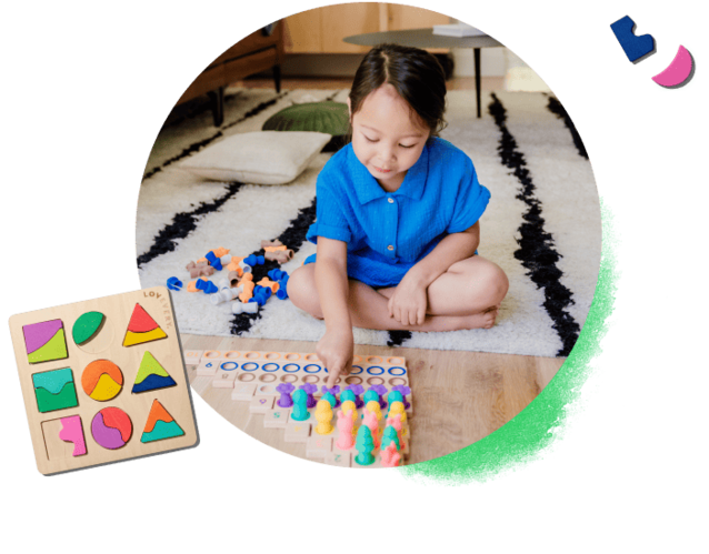 Girl playing with Number Sense Nature Counters