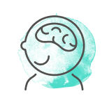 Illustrated icon of kid brain