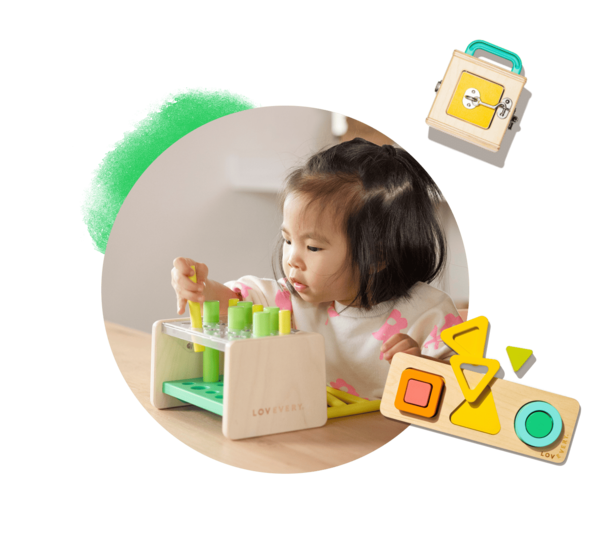 Girl playing with the Wooden Posting Stand