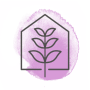 illustrated icon of a house and leaves