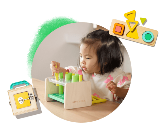 Girl playing with the Wooden Posting Stand