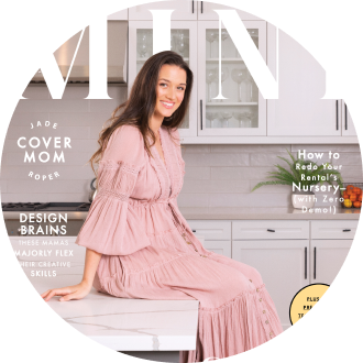 Mother sitting on a kitchen countertop