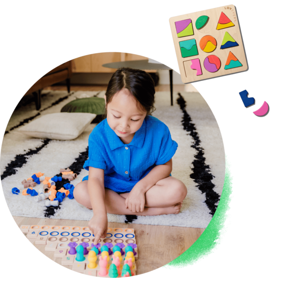 Girl playing with Number Sense Nature Counters
