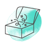 Illustrated icon of an open box