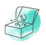 Illustrated icon of an open box