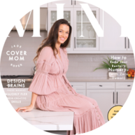 Mother sitting on kitchen countertop