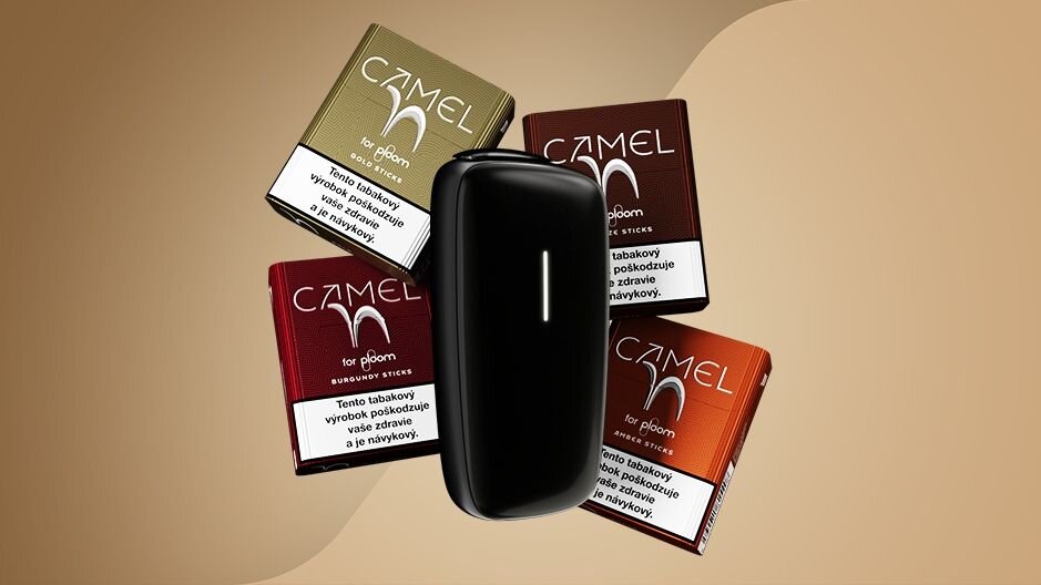 Rôzne príchute náplní Camel a čierny zahrievač tabaku Ploom X Advanced