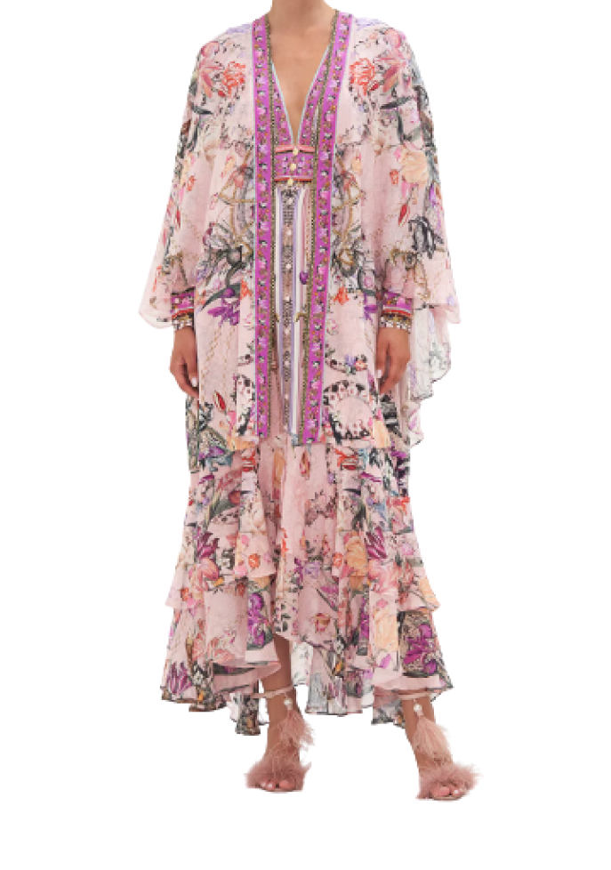 Camilla Draped High-Low Layer Kimono in Mad As A Snake