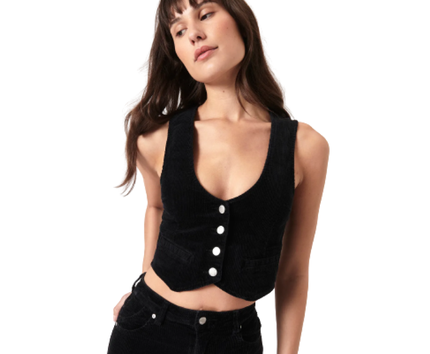 Rollas Dallas Vest in Faded Black Cord