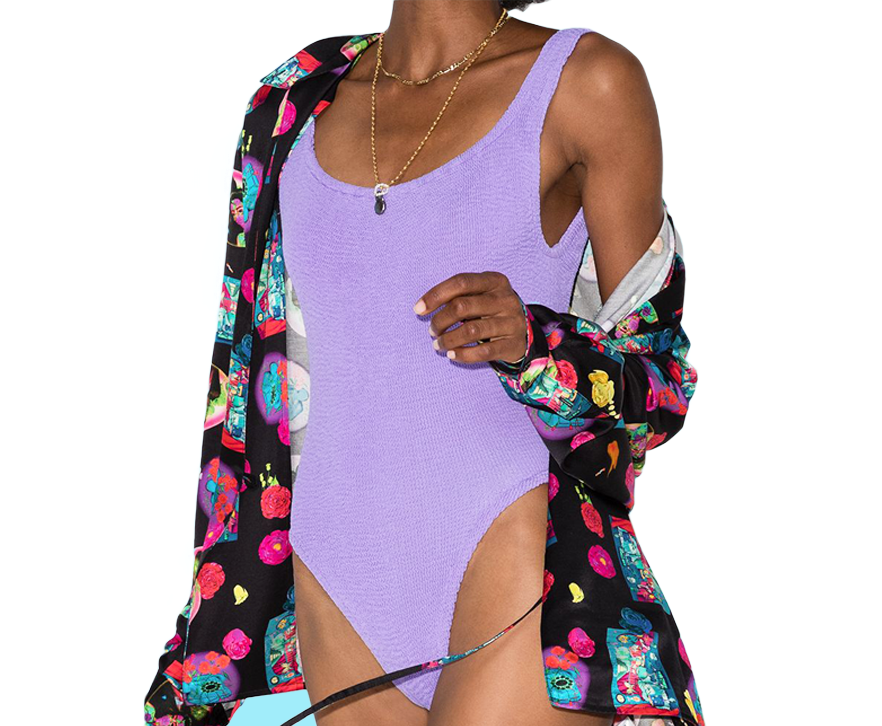 Hunza G Square Neck Crinkle Swimsuit